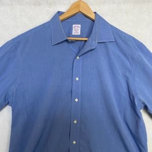 Brooks Brothers Mens XL 17.5 Classic Shirt Long Sleeve Button‎ Down Collar Blue